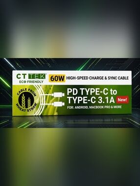 CT TEK 60W PD Type C to Type C Fast Charging Cable Blue